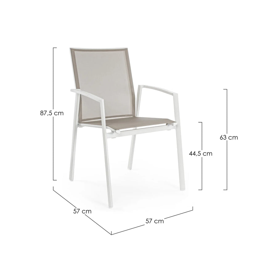 Silla de exterior con brazos Cruise, blanco