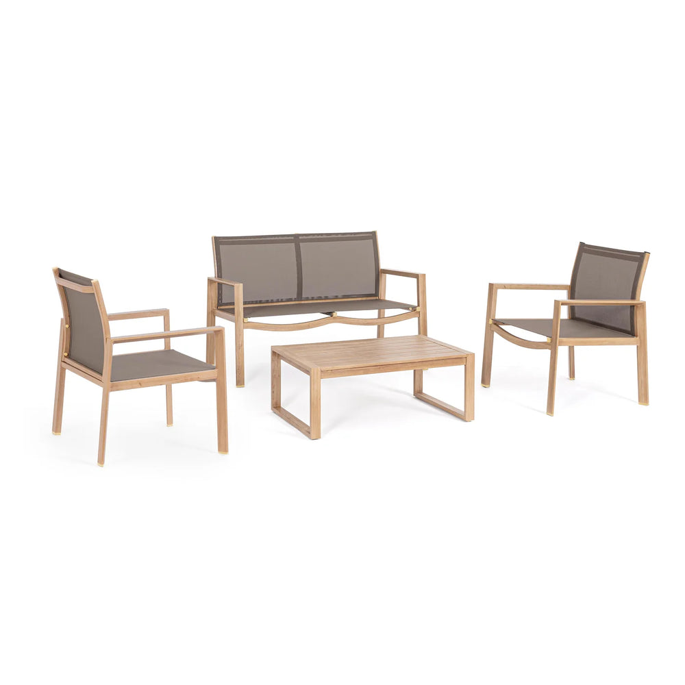Conjunto Kallen sofá + 2 sillones + mesa baja, natural