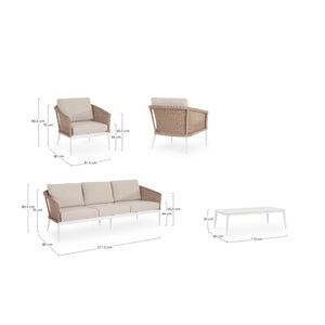 Conjunto Oceana sofá + 2 sillones + mesa, vapor