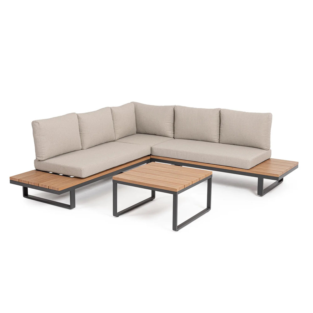 Conjunto Zelmar sofá esquinero + mesa, antracita
