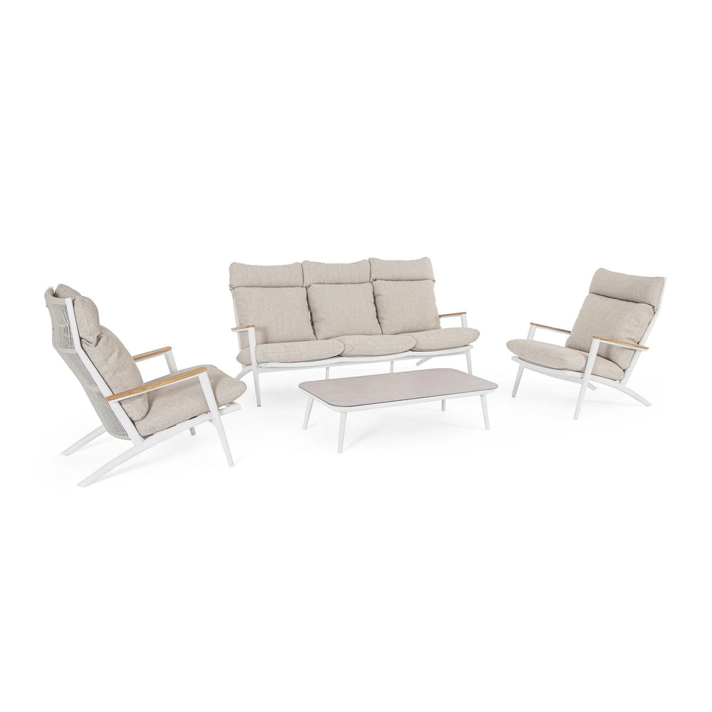 Conjunto Ibisco sofá + 2 sillones + mesa, blanco