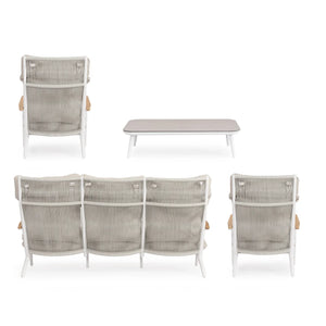 Conjunto Ibisco sofá + 2 poltronas + mesa, branco