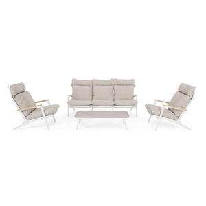Conjunto Ibisco sofá + 2 poltronas + mesa, branco