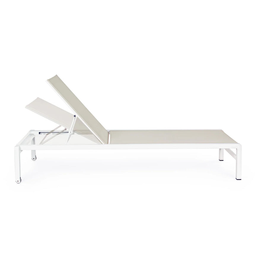 Espreguiçadeira empilhável com rodas Bizzotto Konnor Branco New CX21