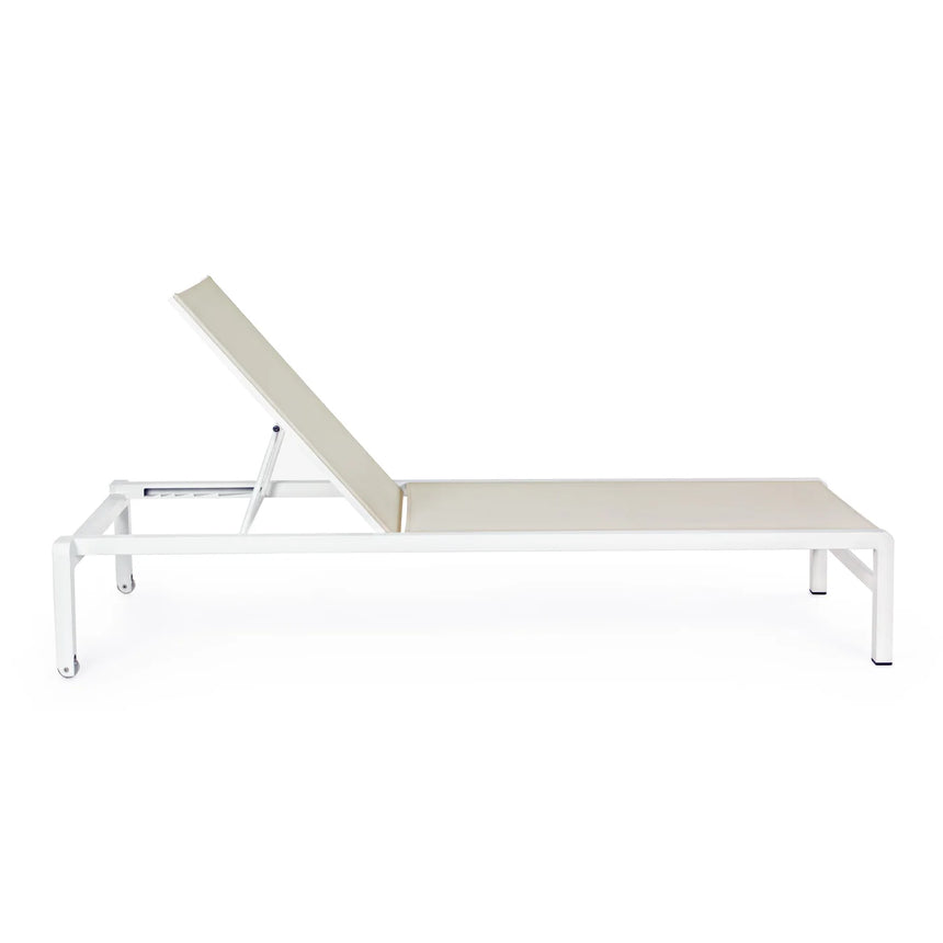 Espreguiçadeira empilhável com rodas Bizzotto Konnor Branco New CX21