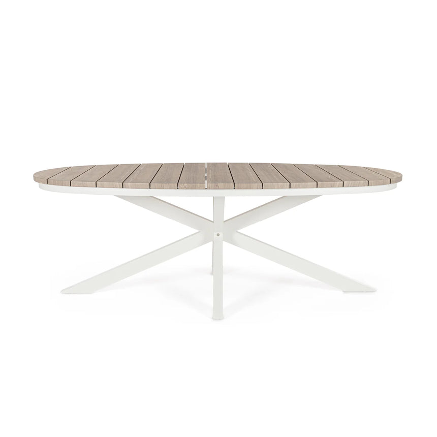 Mesa Zelmar oval 218x115cm a vapor/madeira