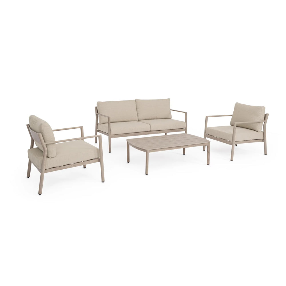 Conjunto Sirius, sofá + 2 sillones + mesa, timber