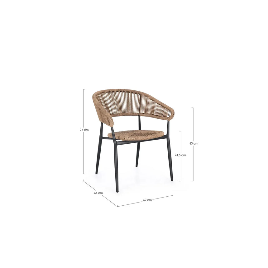 Silla de exterior Bizzotto con brazos Algaida antracita/natural