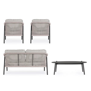 Conjunto Miravet sofá + 2 sillones + mesa, antracita/khaki
