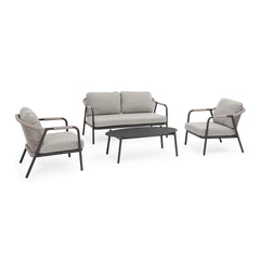 Conjunto Miravet sofá + 2 sillones + mesa, antracita/khaki