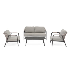 Conjunto Miravet sofá + 2 sillones + mesa, antracita/khaki