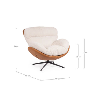 Sillón giratorio Adinda, hielo/cuero