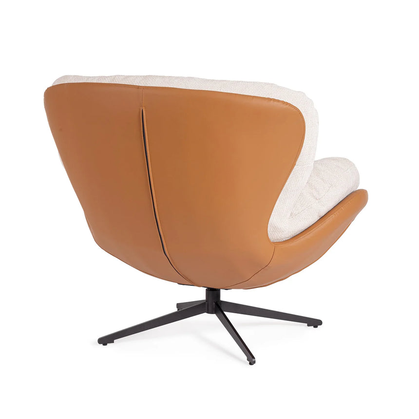 Sillón giratorio Adinda, hielo/cuero