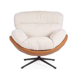 Sillón giratorio Adinda, hielo/cuero