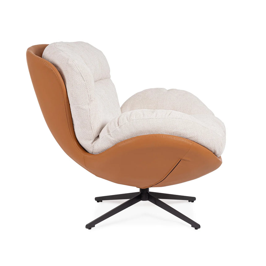 Sillón giratorio Adinda, hielo/cuero