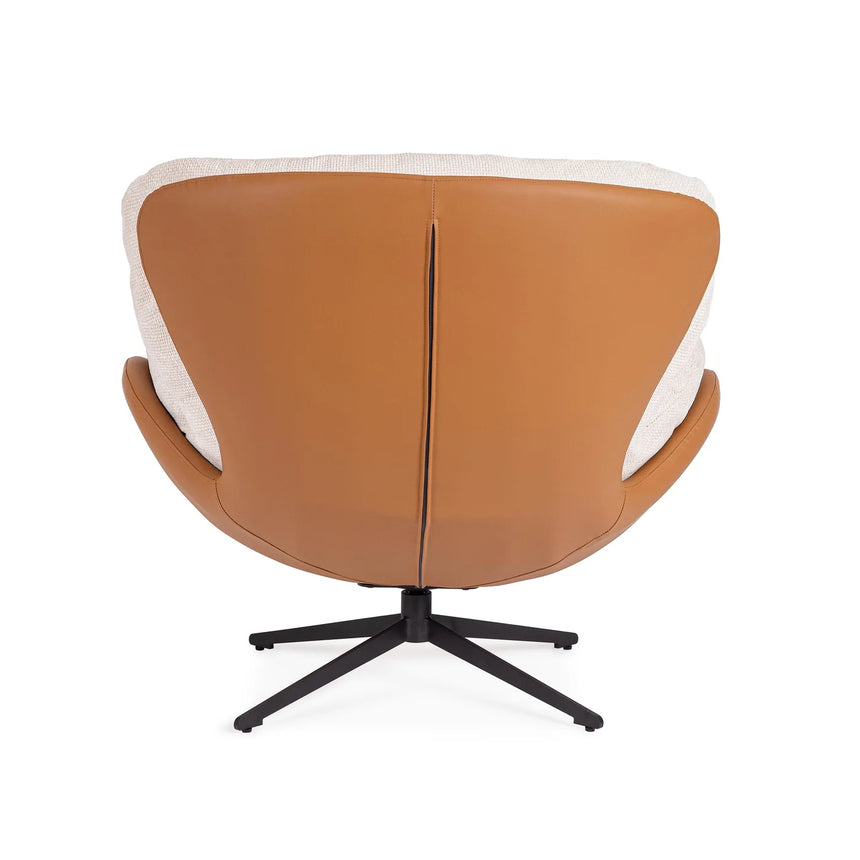 Sillón giratorio Adinda, hielo/cuero