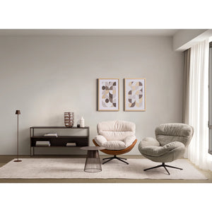 Sillón giratorio Adinda, hielo/cuero