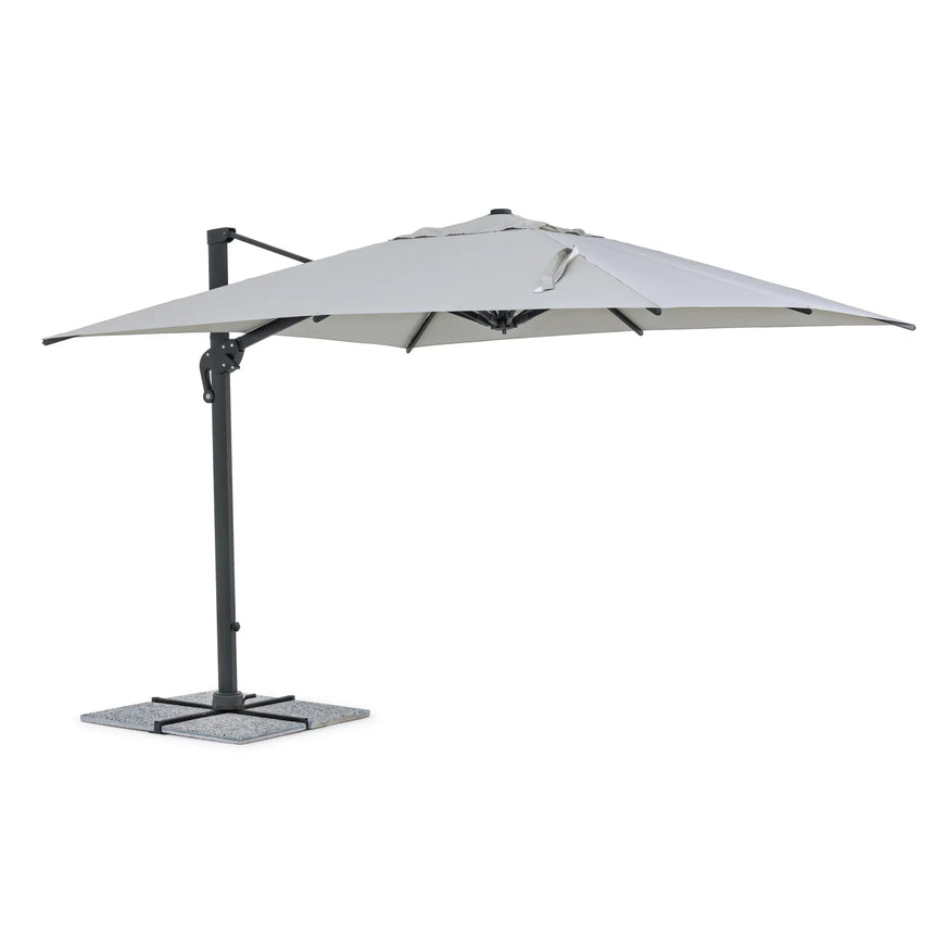 Chapéu de sol excêntrico Ines 3x3m, cinza claro