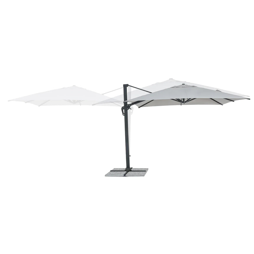 Chapéu de sol excêntrico Ines 3x3m, cinza claro