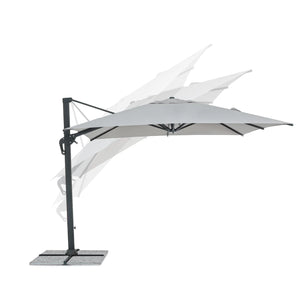 Chapéu de sol excêntrico Ines 3x3m, cinza claro