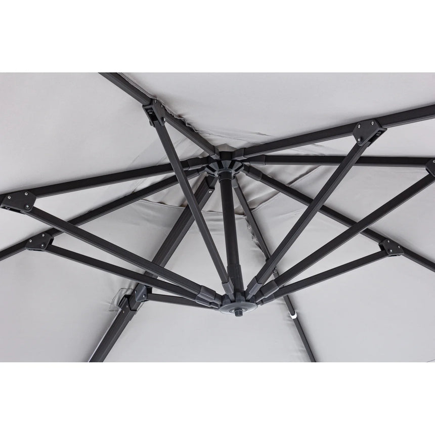 Chapéu de sol excêntrico Ines 3x3m, cinza claro