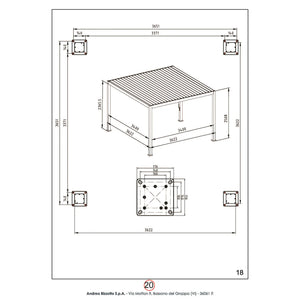 Pérgola Ocean 3.6x3.6, rustic-blanco