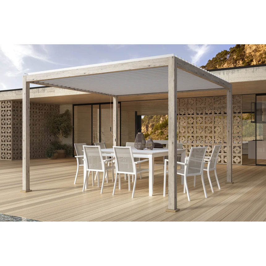 Pérgola Ocean 3.6x3.6, rustic-blanco