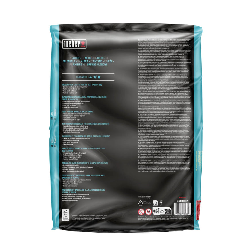 Pellets de madeira naturais Weber - Amieiro, 8 kg