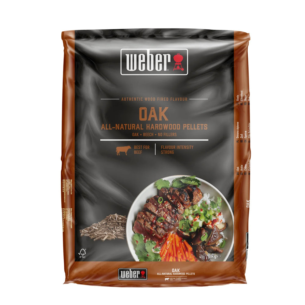 Pellets de madeira naturais Weber - Carvalho, 8 kg