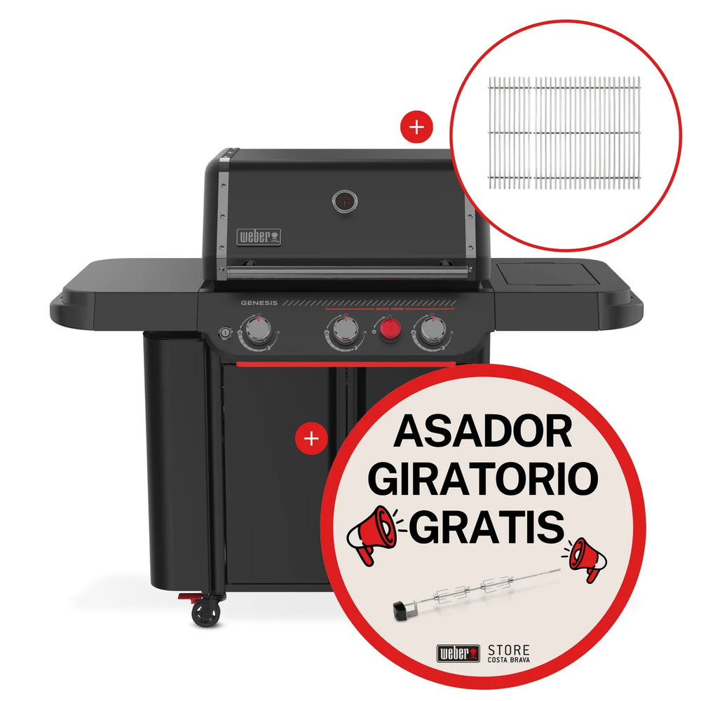Barbacoa de gas Weber Genesis E-330WR + Asador giratorio + Parilla Inox