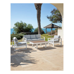Conjunto Milos Sofá 3 plazas + 2 sillones + mesa, blanco