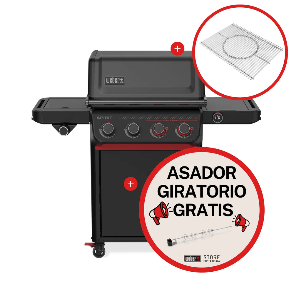 Barbacoa de gas Weber Spirit EPX-435R Stealth + Asador giratorio + Parrilla Inox