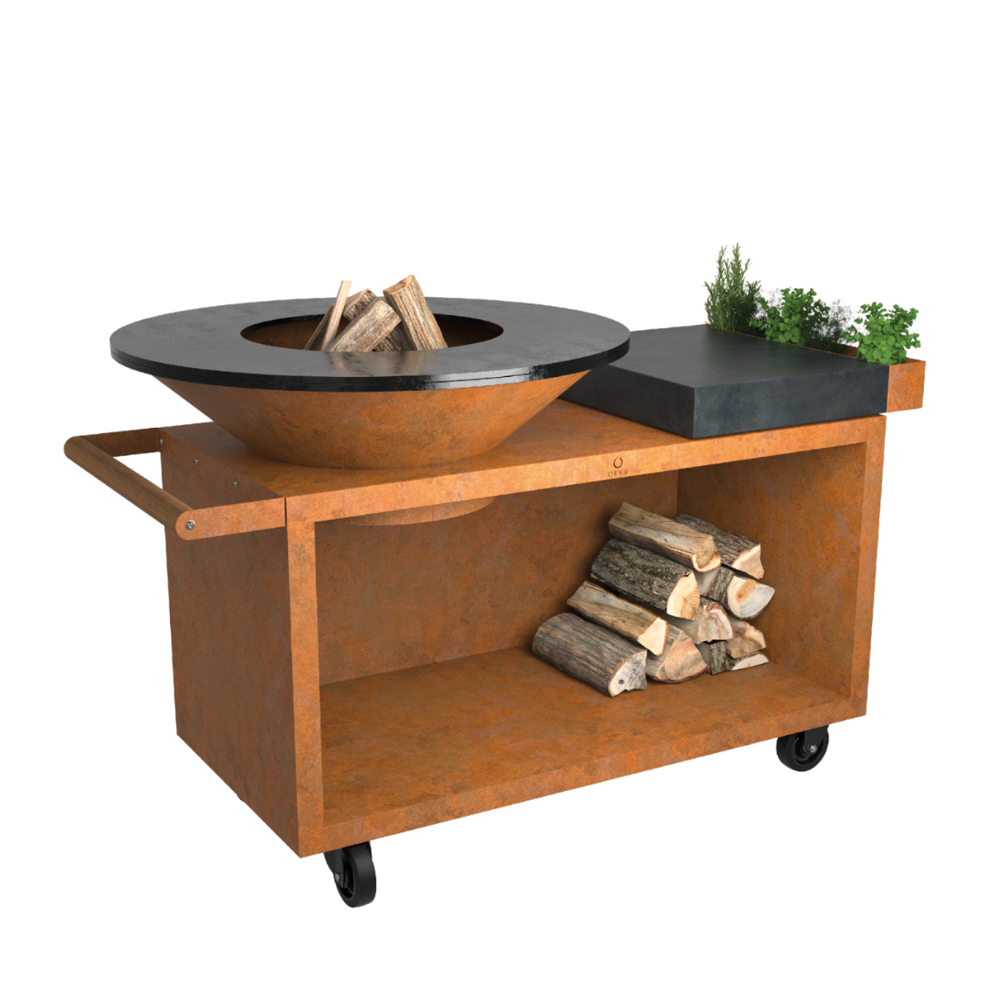 Barbacoa de leña OFYR Island Corten 100 PRO Ceramic Dark Grey